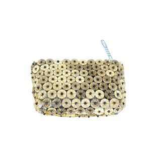 Coconut Shell Disc Button Handmade Mini Coin Purse With Zipper ~ Pre-Owned